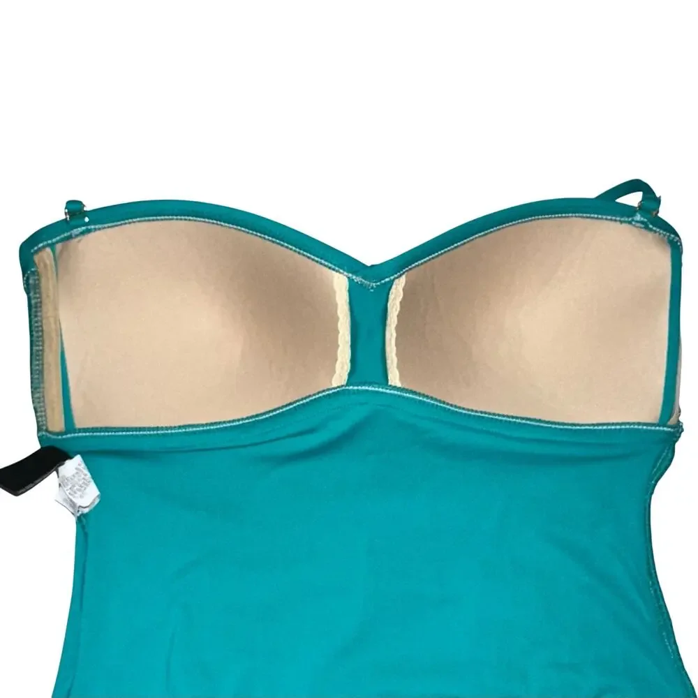 La Blanca Island Goddess Teal Bandeau Strapless Convertible One Piece Swimsuit 6